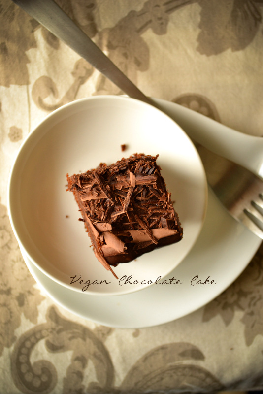 vegan chocolate cake with grated chocolate